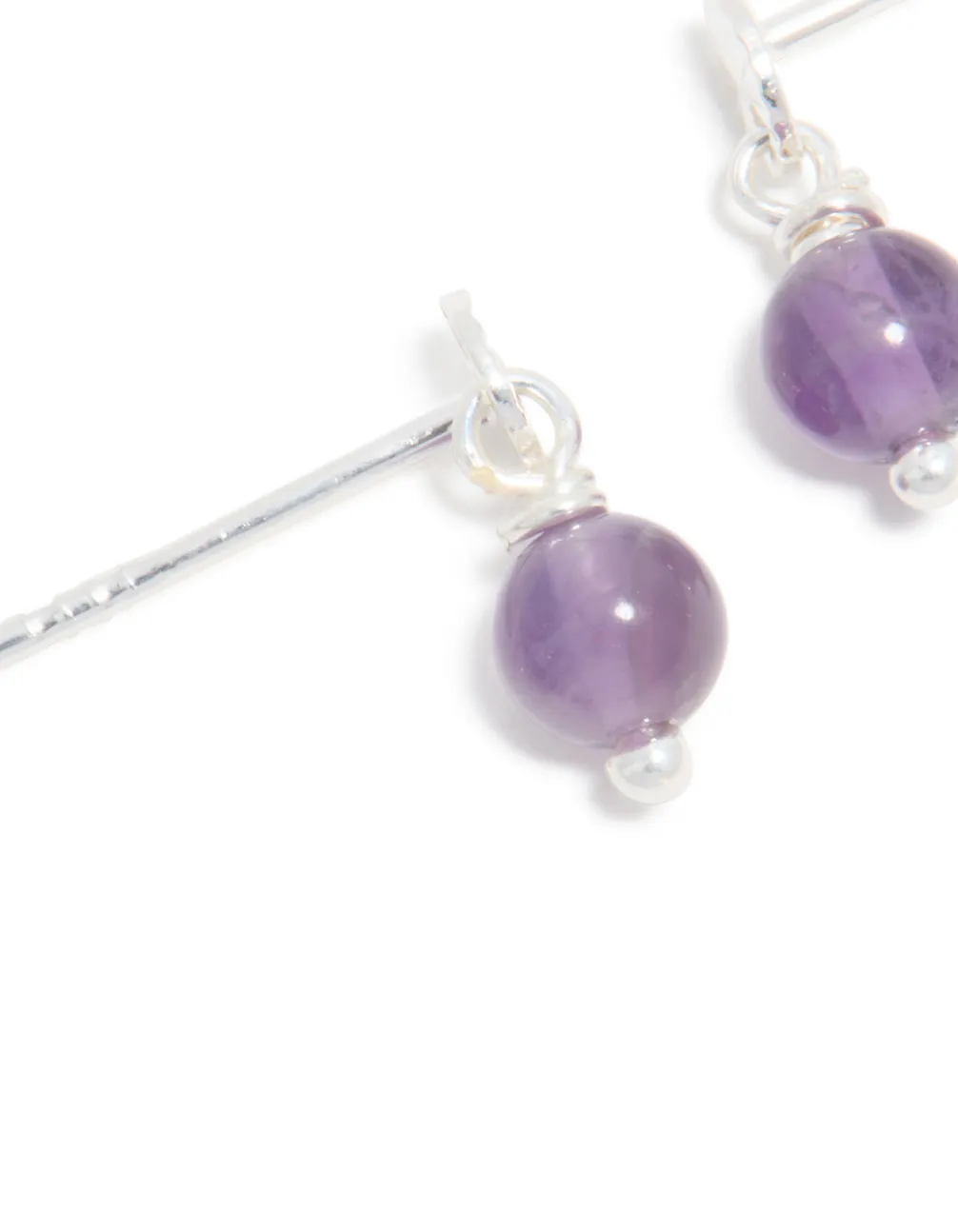 Sterling Silver Amethyst Semi-Precious Stone Drop Earrings sold by lovisa product image thumbnail 4