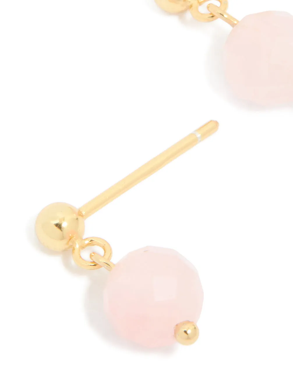 Gold Plated Sterling Silver Rose Quartz Semi Precious Stone Drop Earrings sold by lovisa product image thumbnail 4