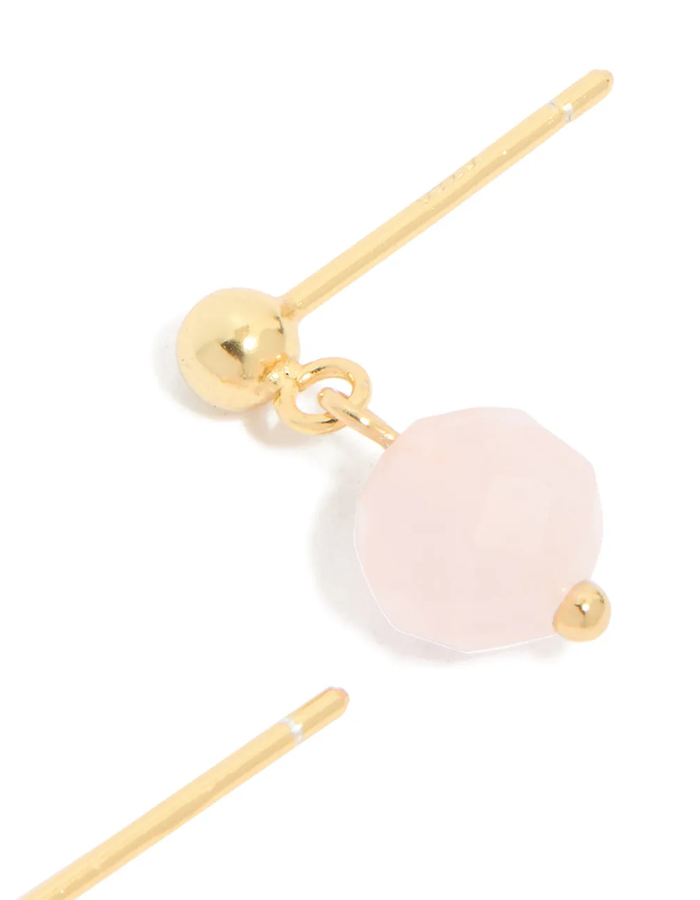 Gold Plated Sterling Silver Rose Quartz Semi Precious Stone Drop Earrings sold by lovisa product image thumbnail 5