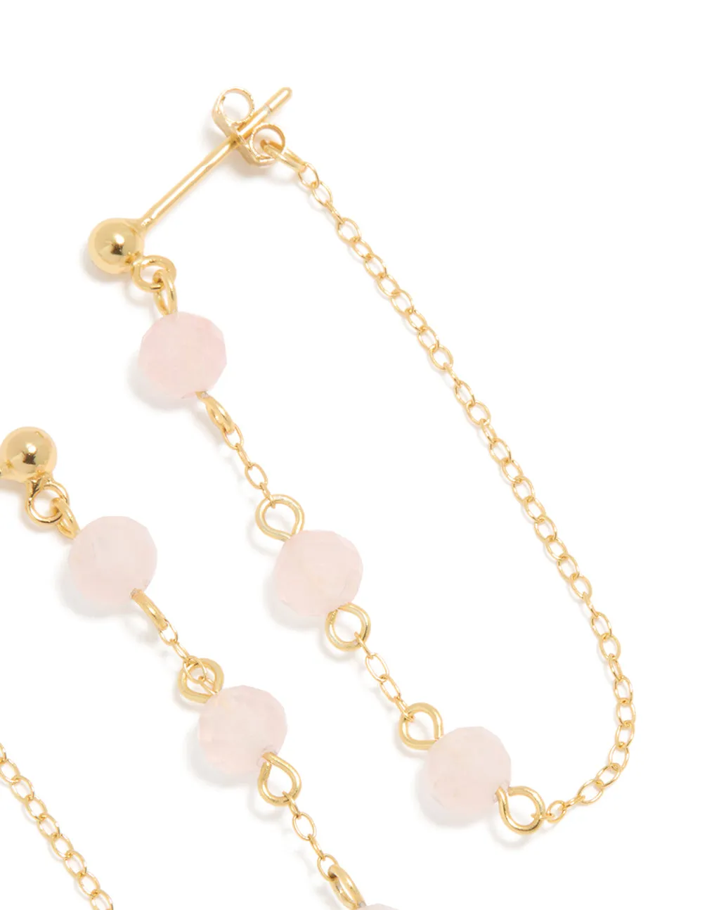 Gold Plated Sterling Silver Pink Rose Quartz Semi Precious Stone Long Drop Earrings sold by lovisa product image thumbnail 5