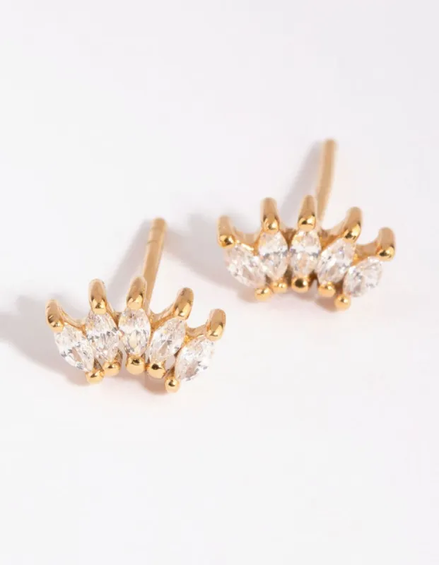 Gold Plated Sterling Silver Marquise Crown Stud Earrings sold by lovisa