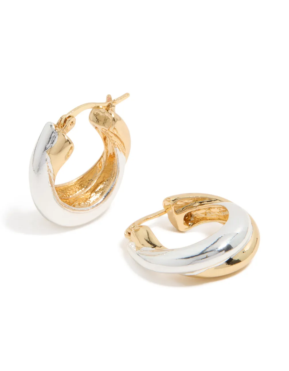 Mixed Metal Plated Crossover Hoop Earrings sold by lovisa product image thumbnail 2