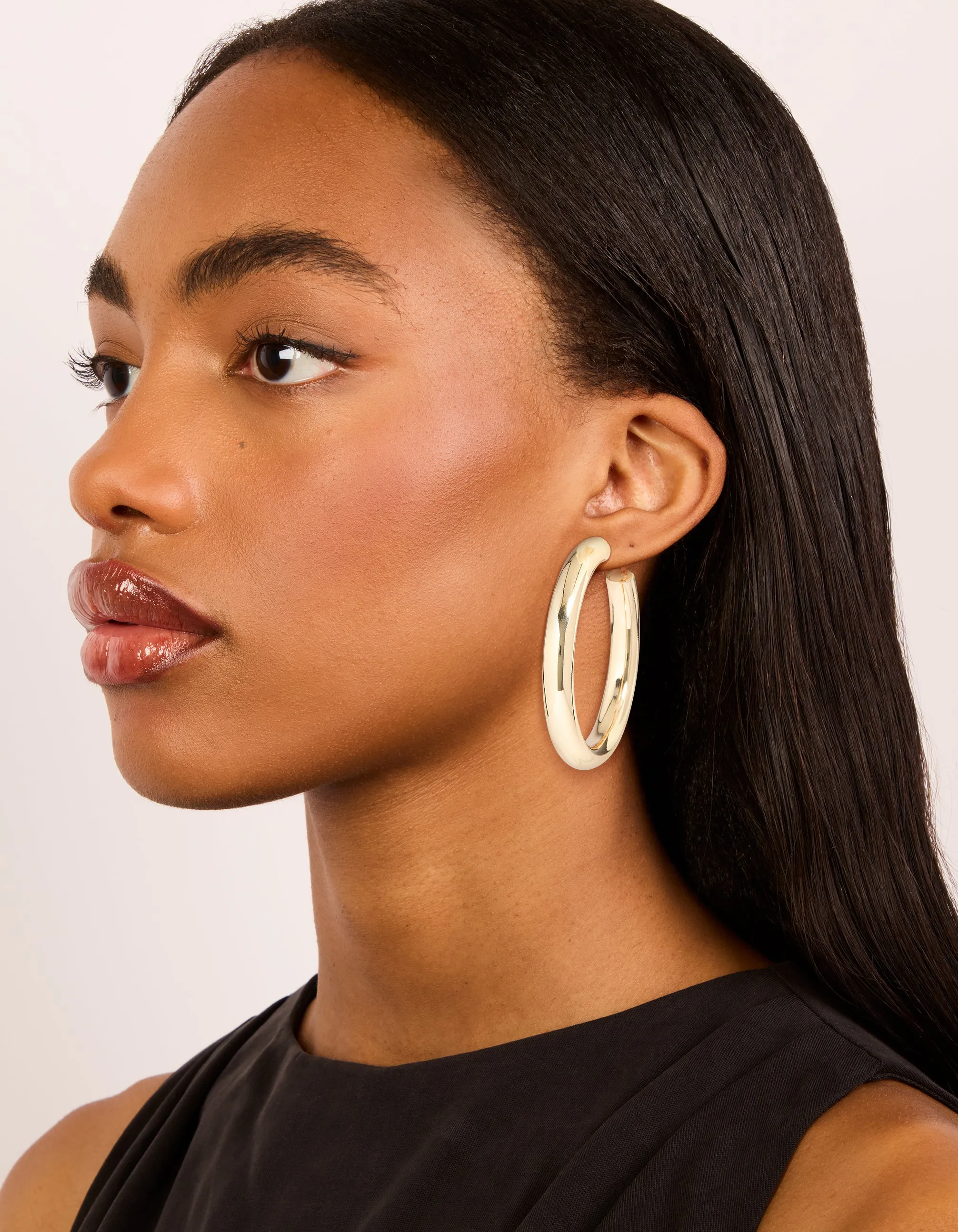 Gold Large Thick Hoop Earrings sold by lovisa product image thumbnail 3
