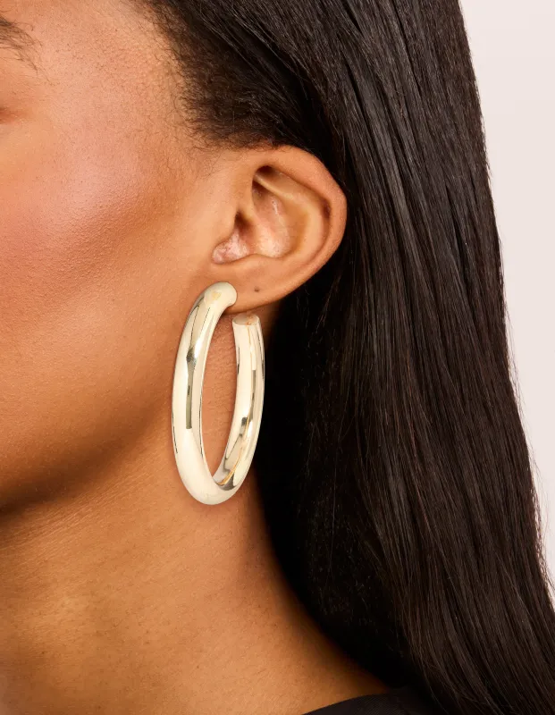 Gold Large Thick Hoop Earrings made by lovisa