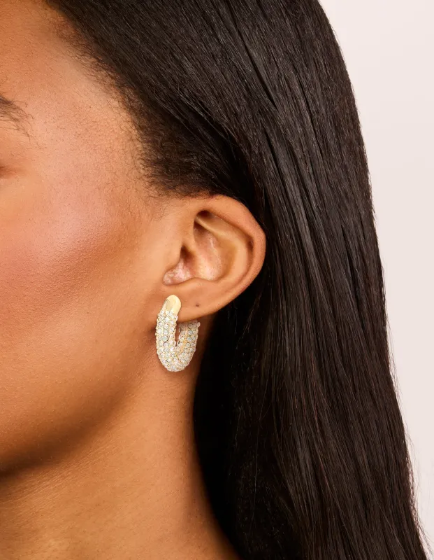 Gold Diamante Small Hoop Earrings made by lovisa
