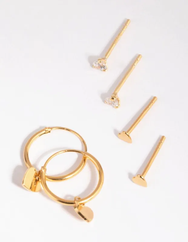 Gold Plated Sterling Silver Heart Stud & Hoop Earring Pack sold by lovisa