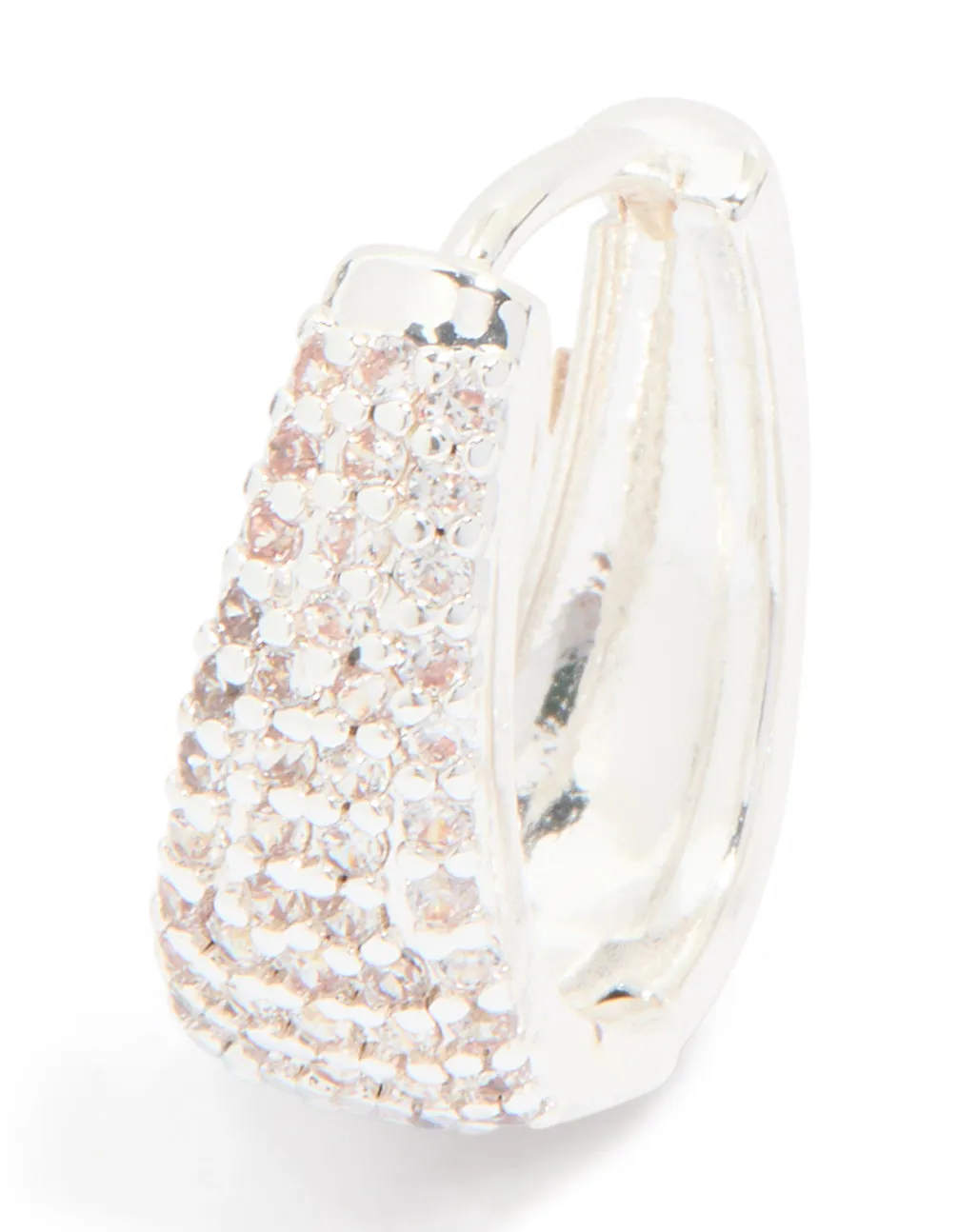 Silver Plated Cubic Zirconia Pave Classic Hoop Earrings sold by lovisa product image thumbnail 2
