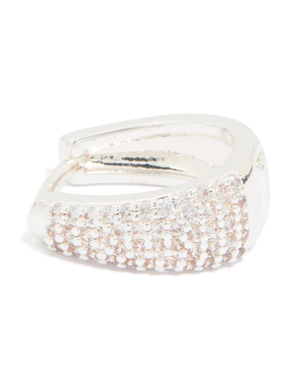 Silver Plated Cubic Zirconia Pave Classic Hoop Earrings sold by lovisa product image thumbnail 3