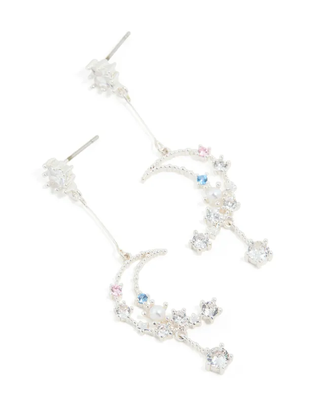 Silver Plated Moon Drop Earrings made by lovisa