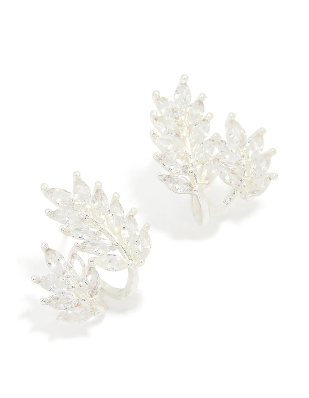 Silver Plated Cubic Zirconia Roman Leaf Crawler Earrings sold by lovisa