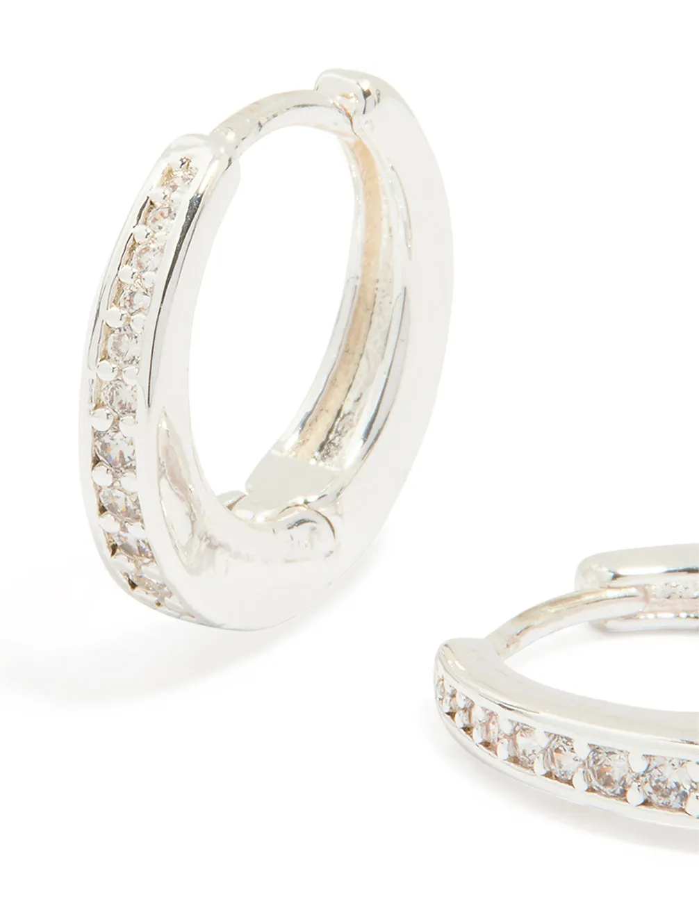 Silver Plated Cubic Zirconia Graduated Huggie Hoop Earrings sold by lovisa product image thumbnail 2