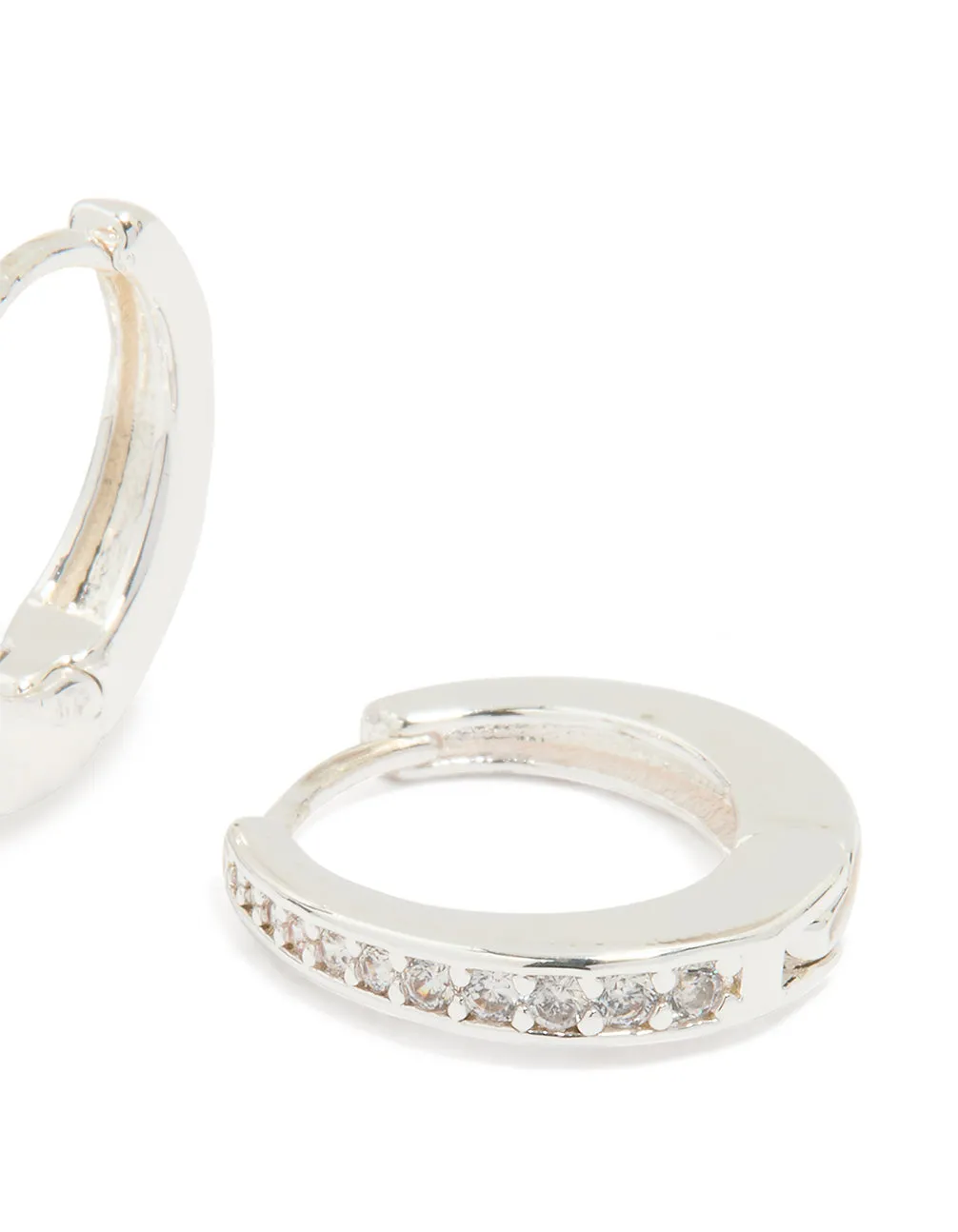 Silver Plated Cubic Zirconia Graduated Huggie Hoop Earrings sold by lovisa product image thumbnail 3