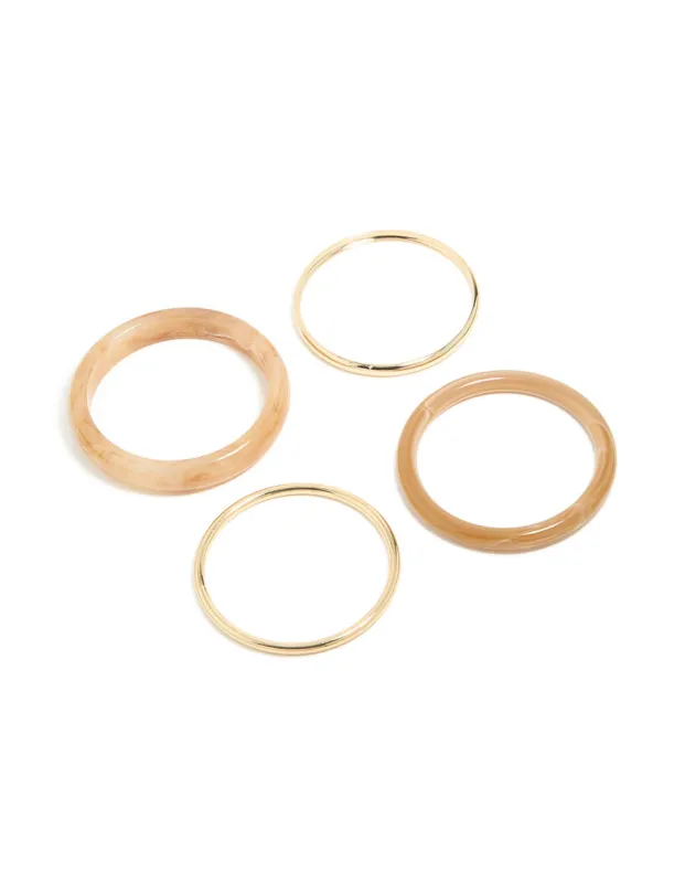Gold & Brown Acrylic Bangles 4-Pack made by lovisa