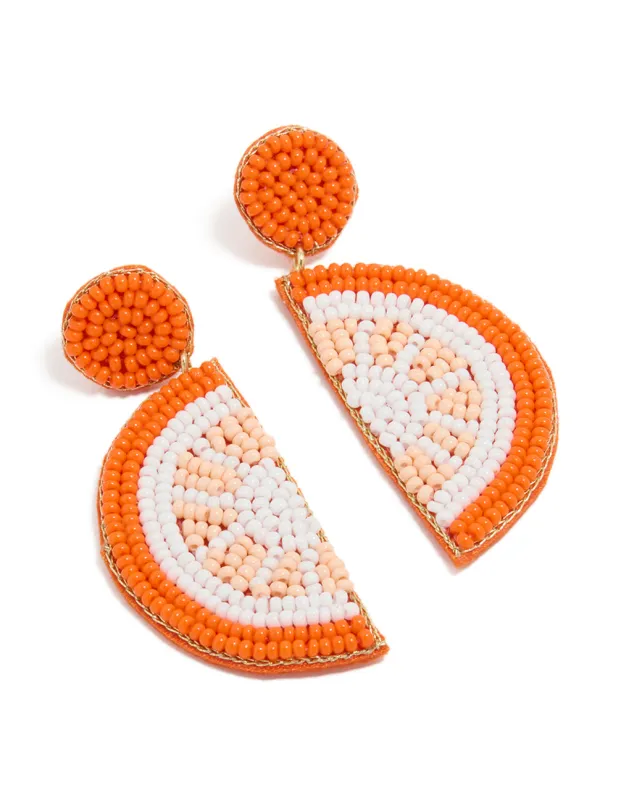 Orange Seed Beaded Fruit Drop Earrings made by lovisa
