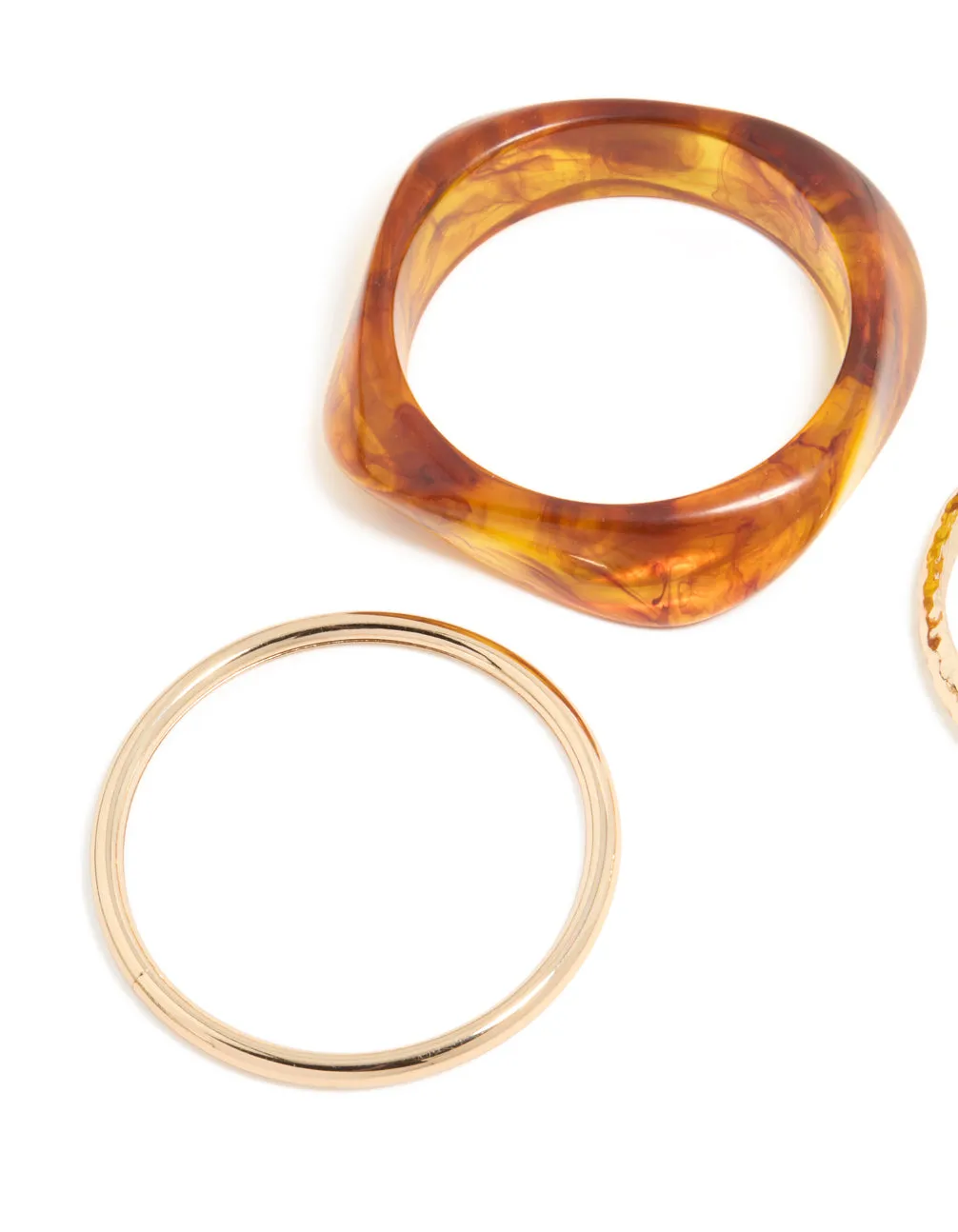 Gold & Brown Organic Acrylic Bangle Pack sold by lovisa product image thumbnail 2
