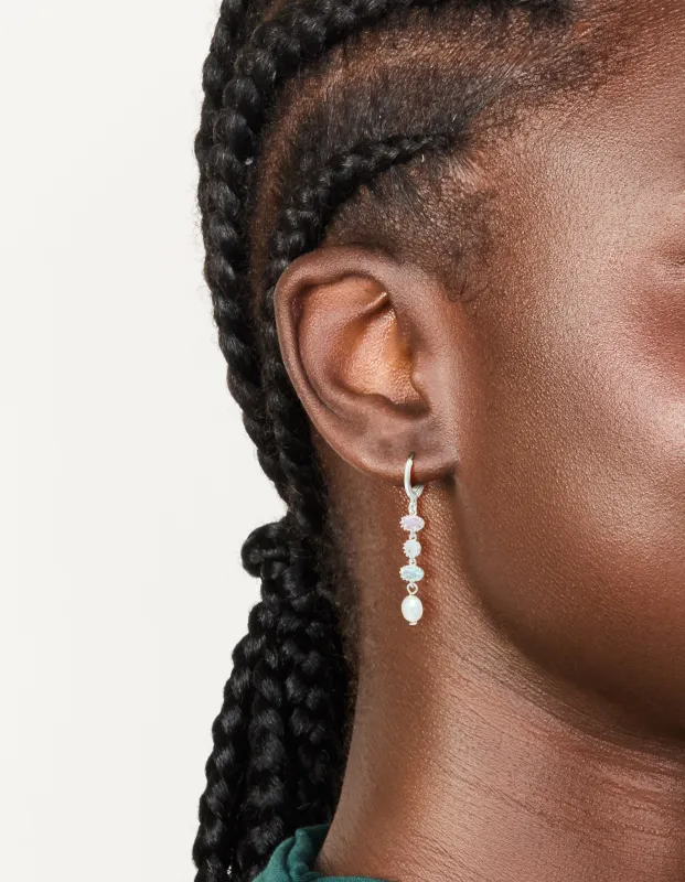Silver Plated Cubic Zirconia & Freshwater Pearl Drop Earrings made by lovisa