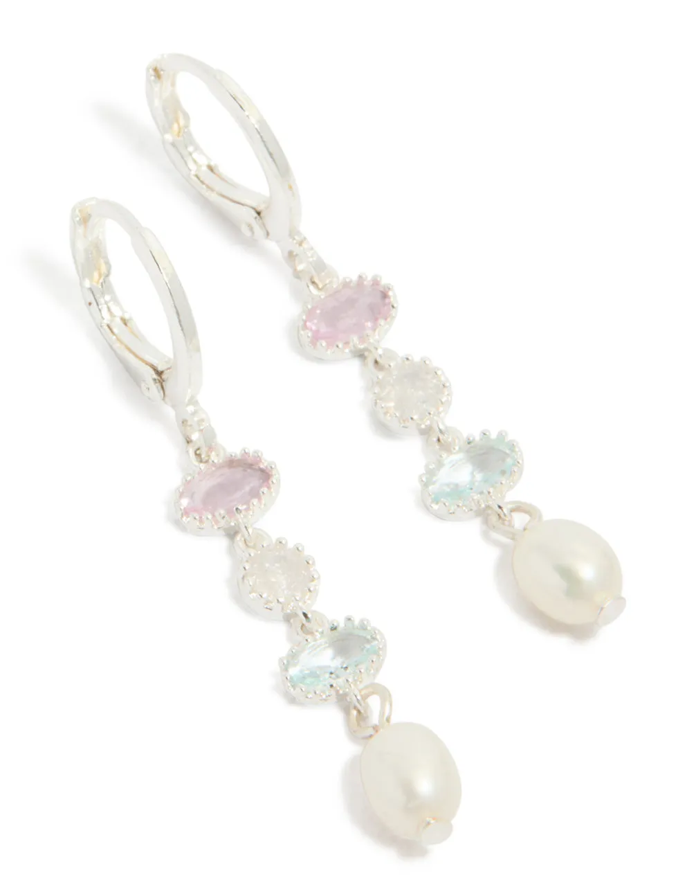 Silver Plated Cubic Zirconia & Freshwater Pearl Drop Earrings sold by lovisa product image thumbnail 2