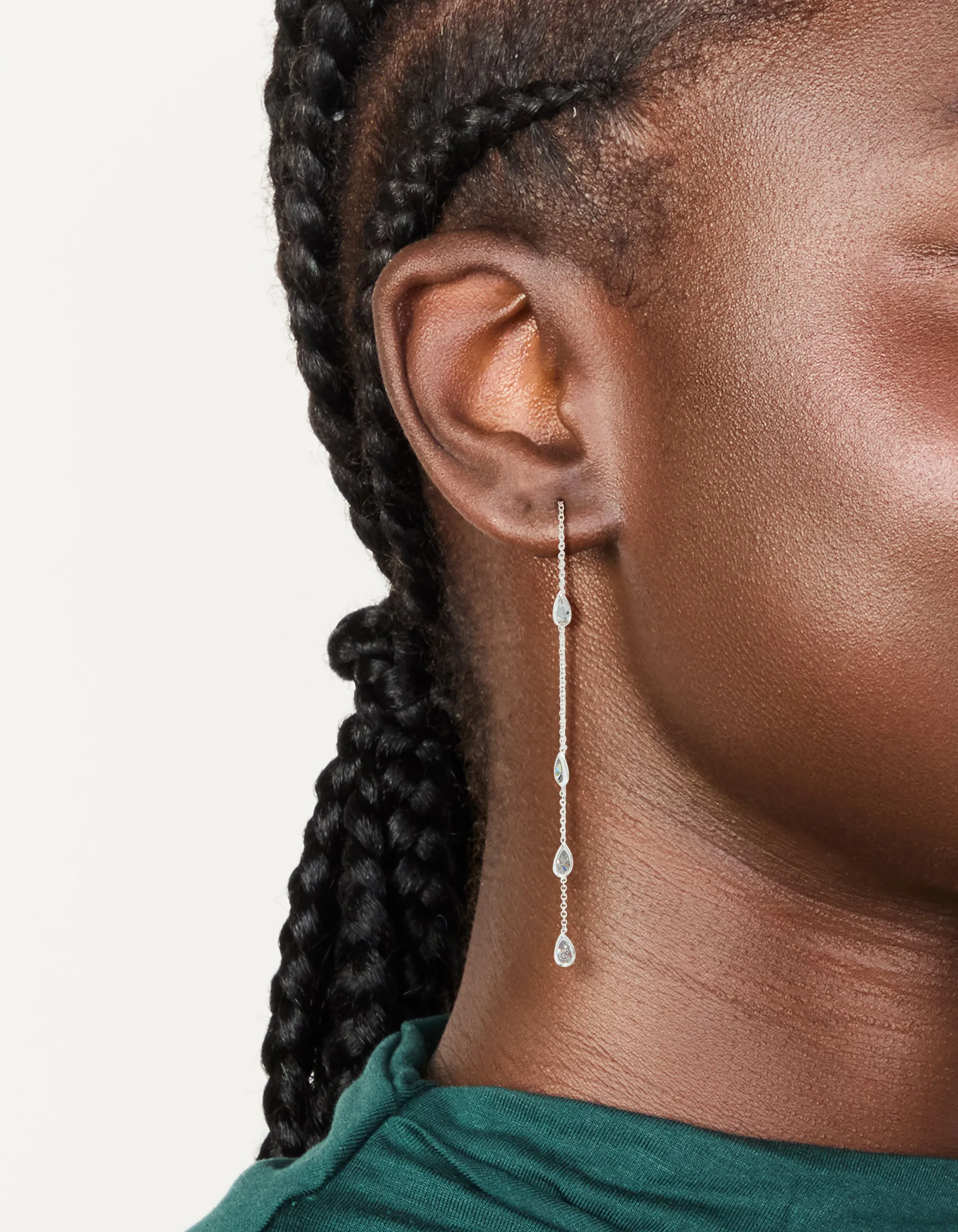 Silver Plated Station Pear Cubic Zirconia Threader Earrings sold by lovisa product image thumbnail 2
