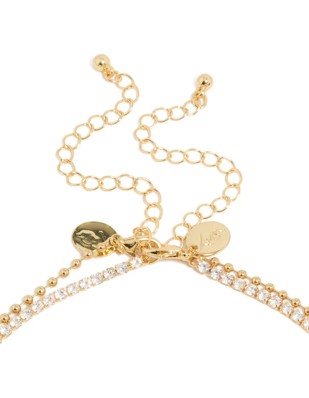 Gold Plated Cubic Zirconia Tennis & Droplets Layered Necklace sold by lovisa product image thumbnail 3