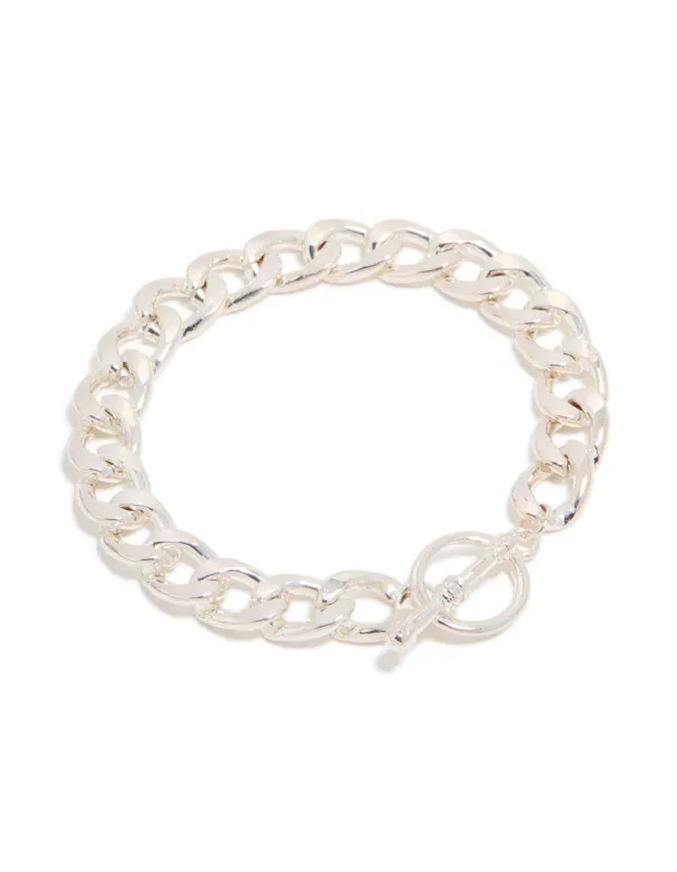 Silver Chunky T-Bar Bracelet made by lovisa