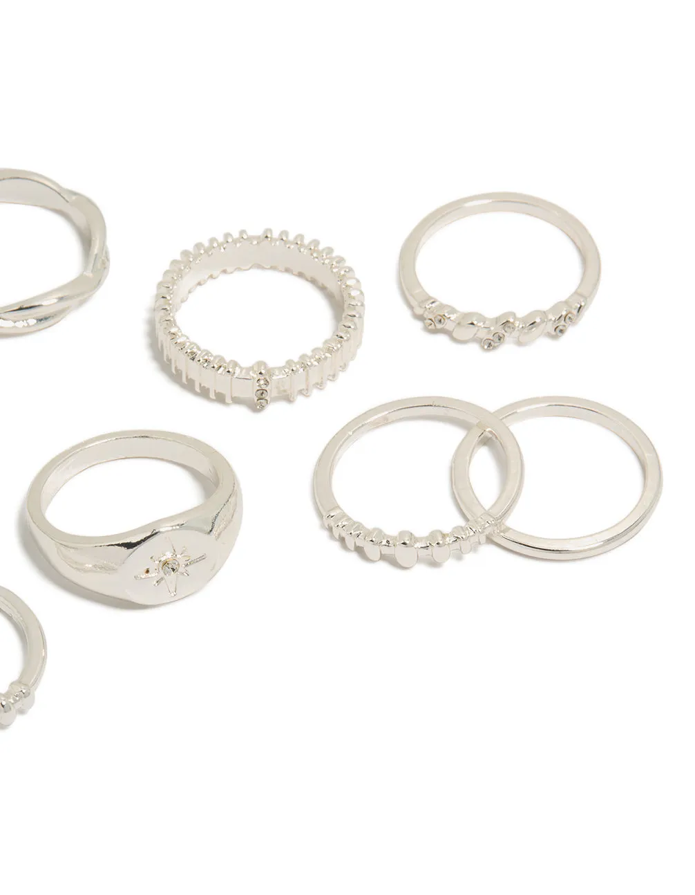 Silver Diamante Signet Rings 10-Pack sold by lovisa product image thumbnail 3