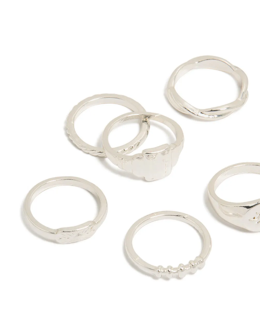 Silver Diamante Signet Rings 10-Pack sold by lovisa product image thumbnail 2