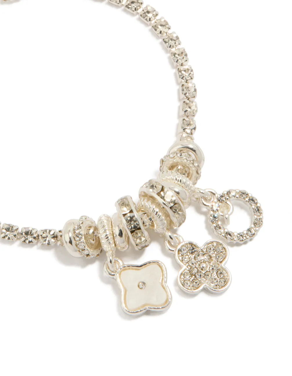 Silver Diamante & Flower Charm Bracelet sold by lovisa product image thumbnail 2