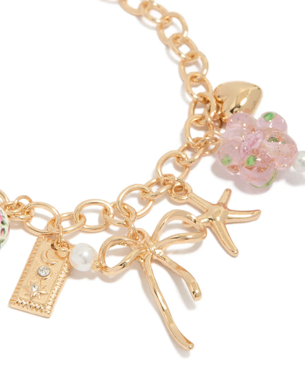 Gold Flower Bow & Star Charm Bracelet sold by lovisa product image thumbnail 2
