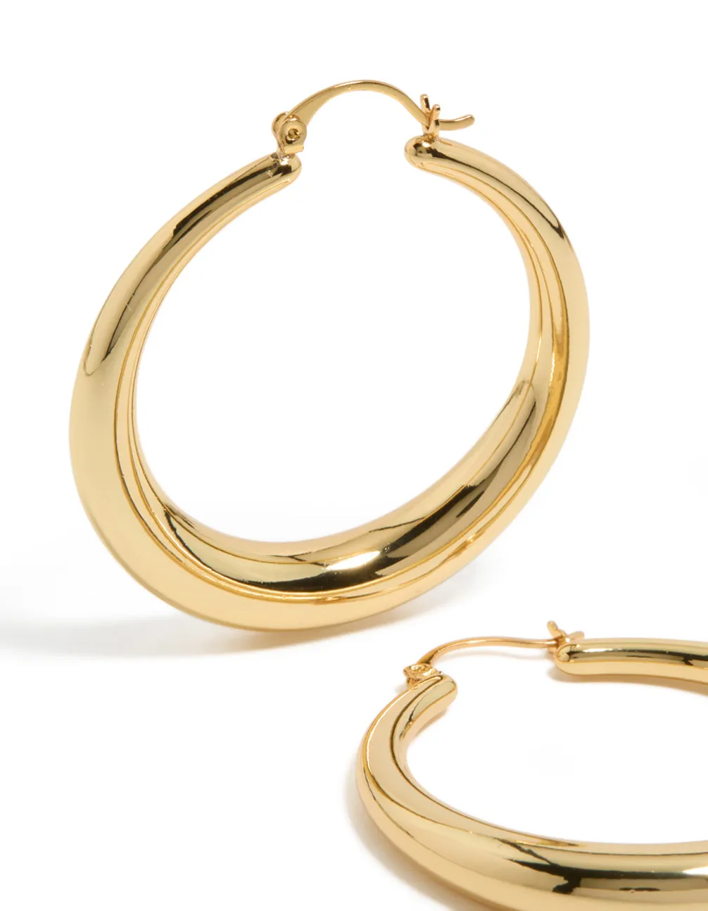 Gold Plated Thick Thin Hoop Earrings sold by lovisa product image thumbnail 4