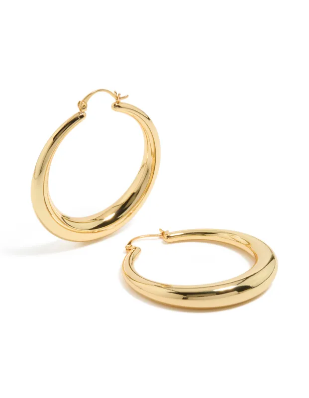 Gold Plated Thick Thin Hoop Earrings made by lovisa