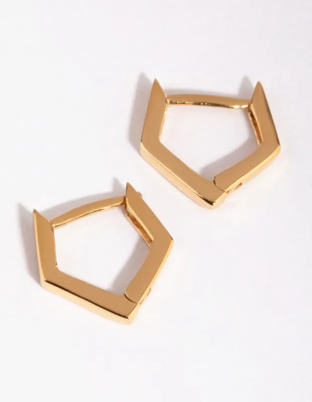 Gold Plated Sterling Silver Geometric Huggie Earrings sold by lovisa