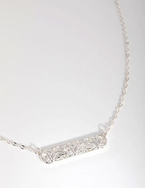 Silver Plated Flower Bar Necklace sold by lovisa