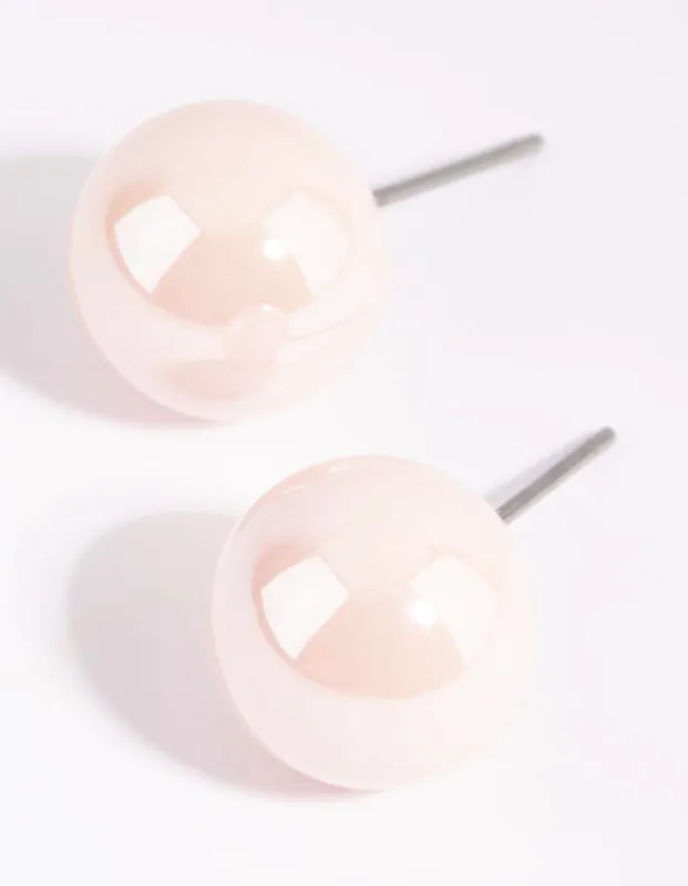 Matte Pink Ball Stud Earrings sold by lovisa