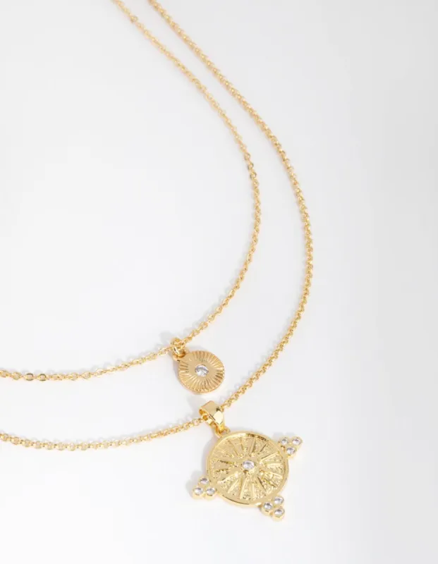 18ct Gold Plated Cubic Zirconia Coin Necklace Set sold by lovisa