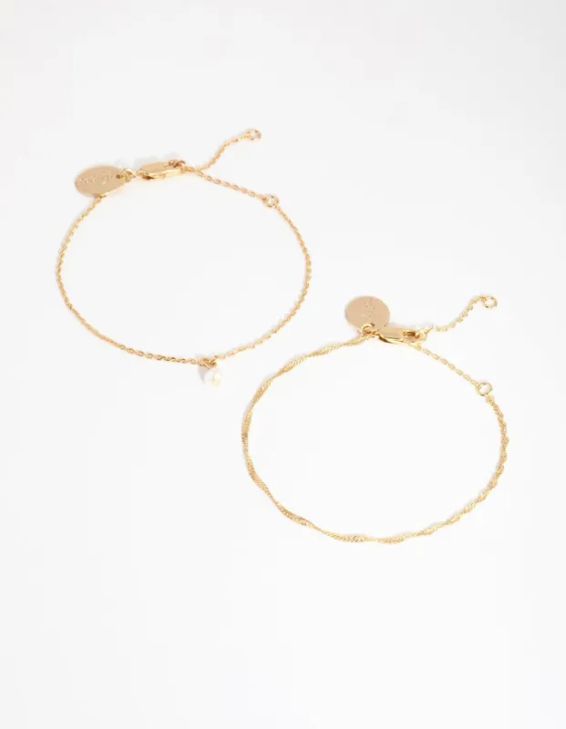 18ct Gold Plated June Pearl Bracelet Set sold by lovisa