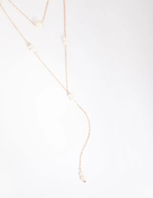 Rose Gold Pearl Layered Necklace sold by lovisa