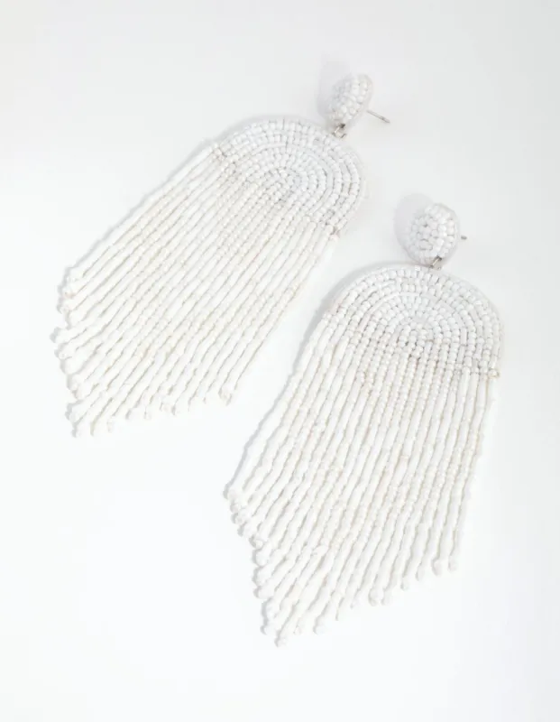 Seed Bead Statement Tassel Drop Earrings sold by lovisa
