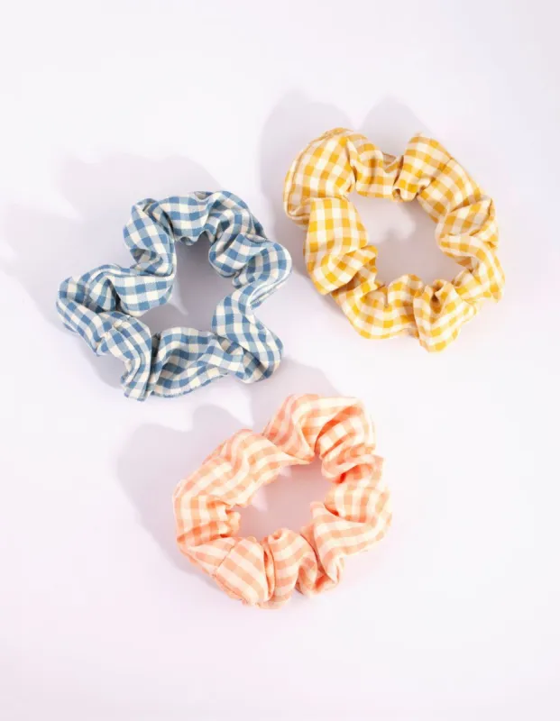 Mixed Gingham Scrunchie Pack sold by lovisa