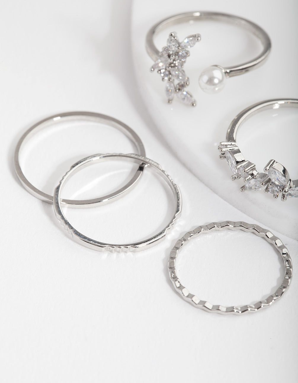 Cubic Zirconia Diamante Pearl Ring 5-Pack sold by lovisa product image thumbnail 4