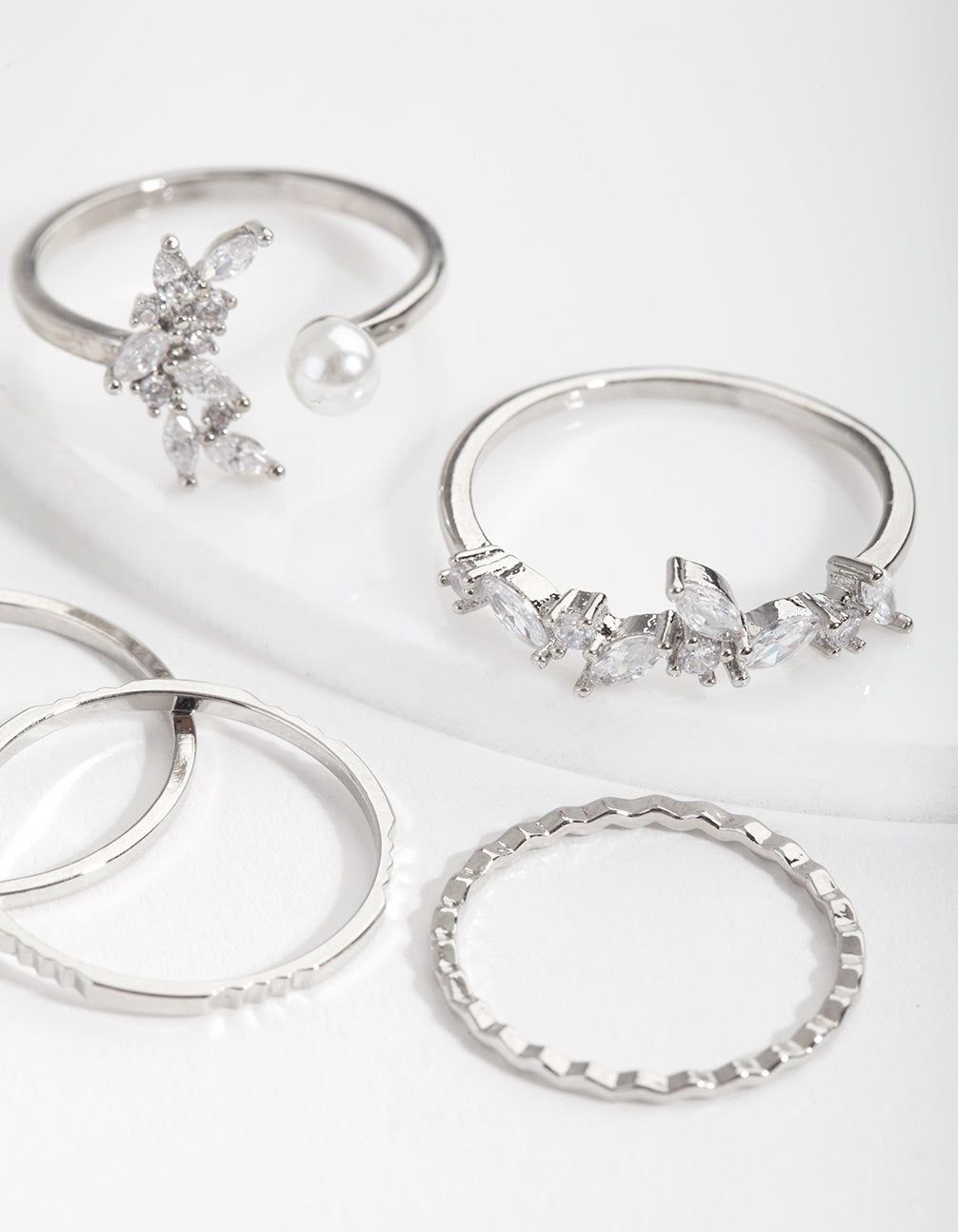 Cubic Zirconia Diamante Pearl Ring 5-Pack sold by lovisa product image thumbnail 3