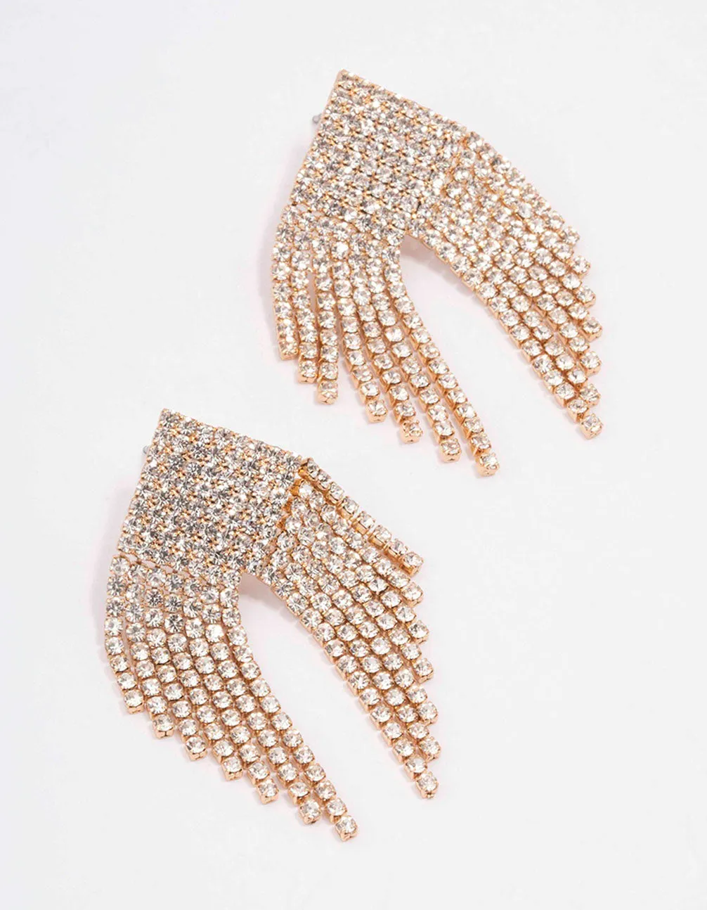 Gold Triangular Diamante Drop Earrings sold by lovisa