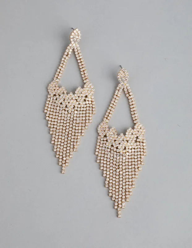 Gold Cubic Zirconia Chandelier Earrings sold by lovisa