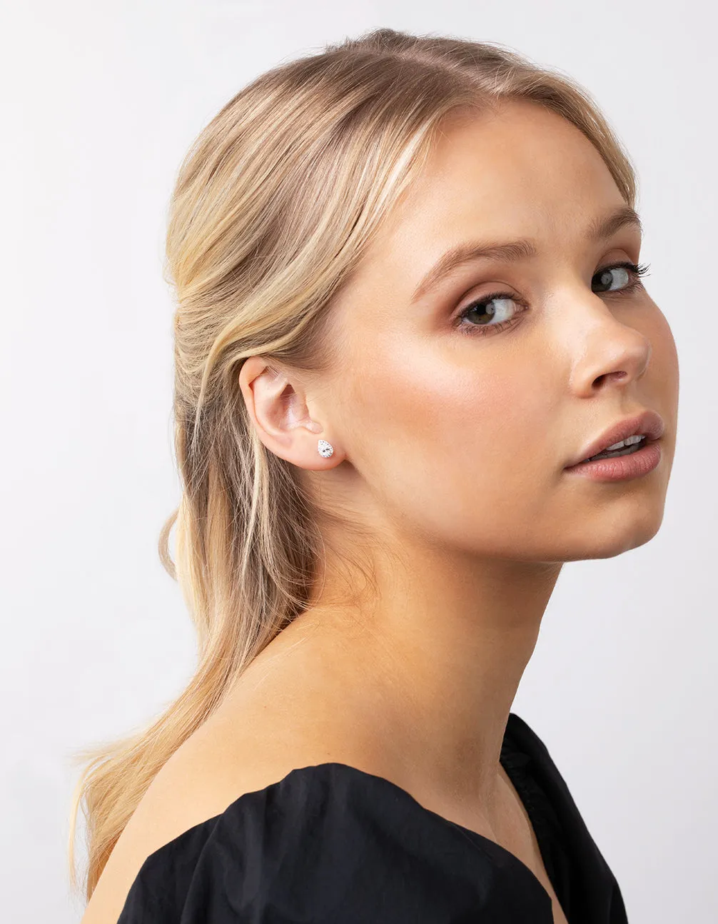 Silver Cubic Zirconia Teardrop Halo Stud Earrings sold by lovisa product image thumbnail 4
