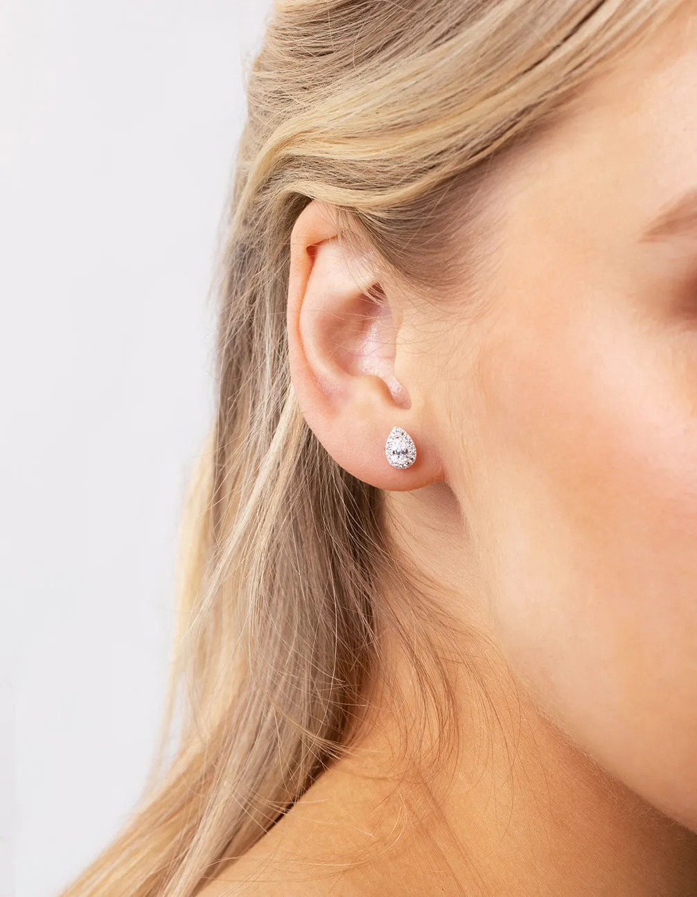Silver Cubic Zirconia Teardrop Halo Stud Earrings sold by lovisa product image thumbnail 2