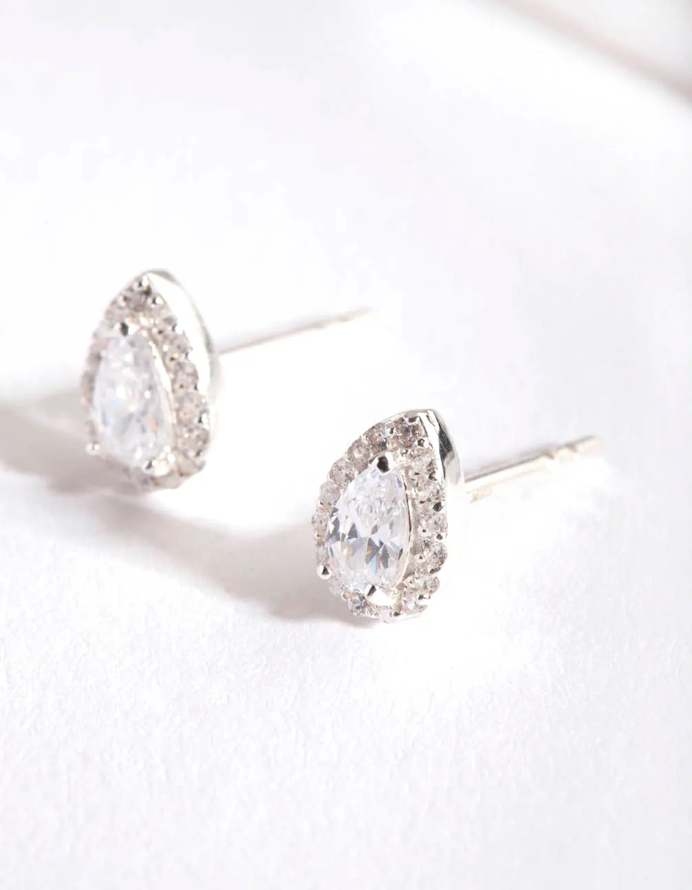 Silver Cubic Zirconia Teardrop Halo Stud Earrings sold by lovisa product image thumbnail 3