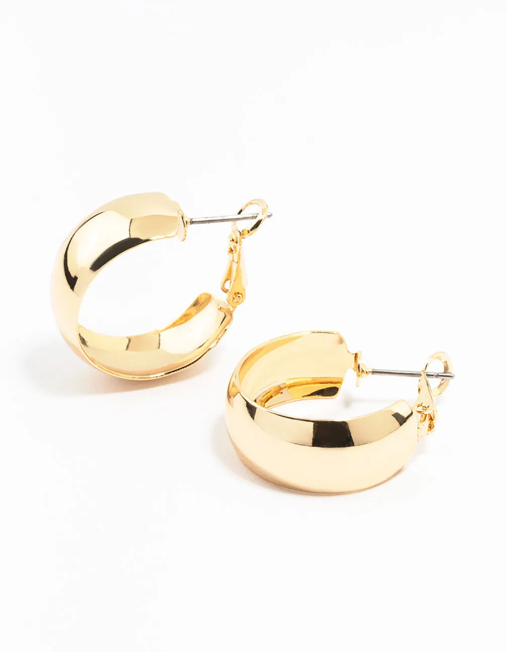 Gold Thin Wide Hoop Earrings sold by lovisa
