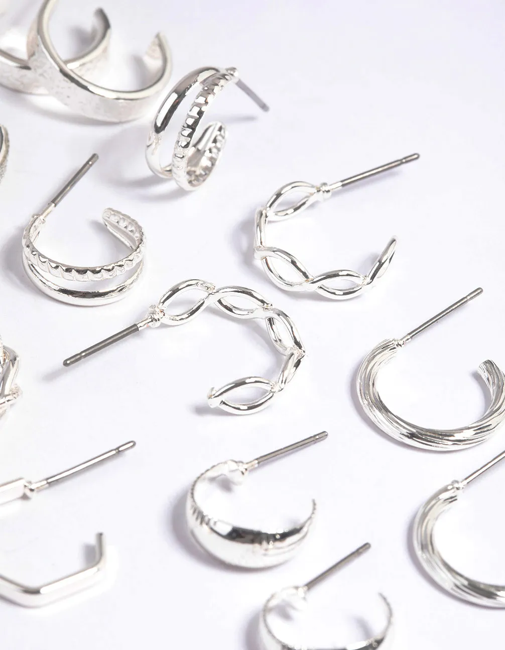 Silver Textured Glitter Hoop Earring 8-Pack sold by lovisa product image thumbnail 2