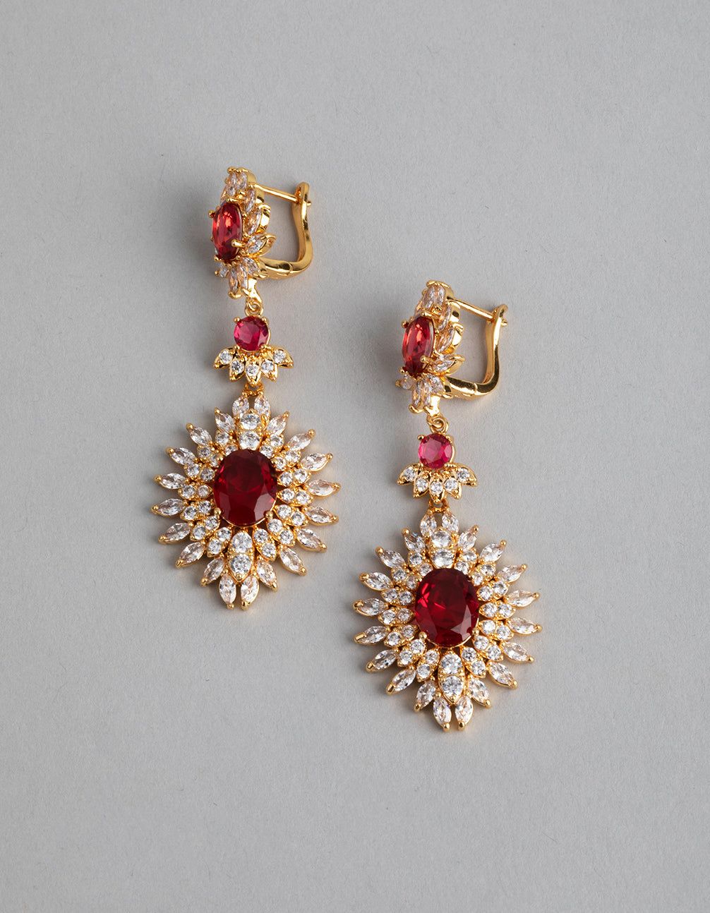 Gold Cubic Zirconia Lotus Drop Earrings sold by lovisa