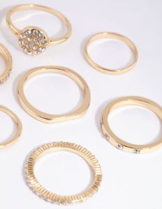 Gold Simple Band Diamante Ring Pack sold by lovisa
