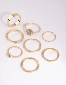Gold Simple Band Diamante Ring Pack sold by lovisa